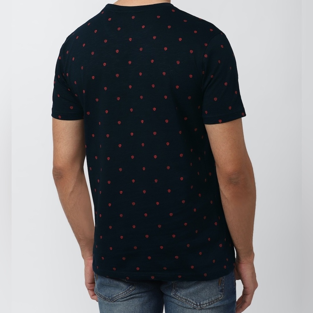 📄 Paper Denim & Cloth • Navy dotted T-Shirt